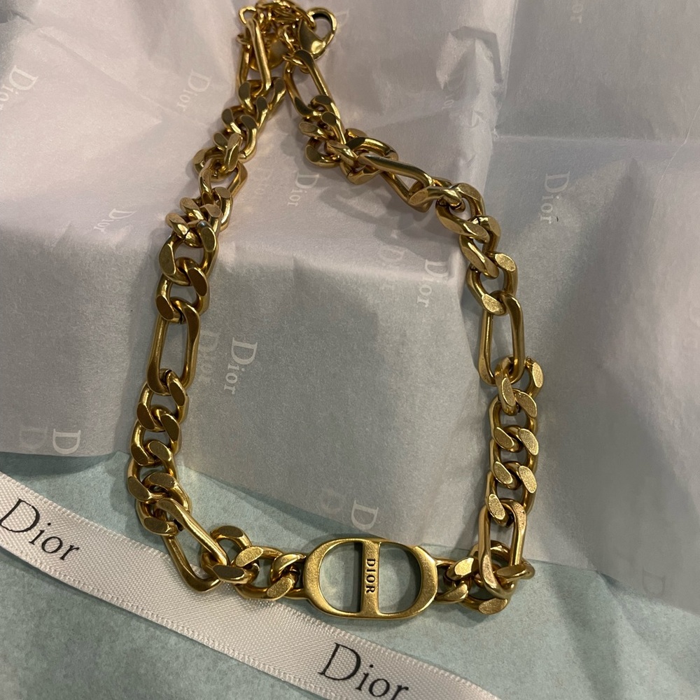 DIOR CD Choker In Brushed Gold Tone w/ Gift Box